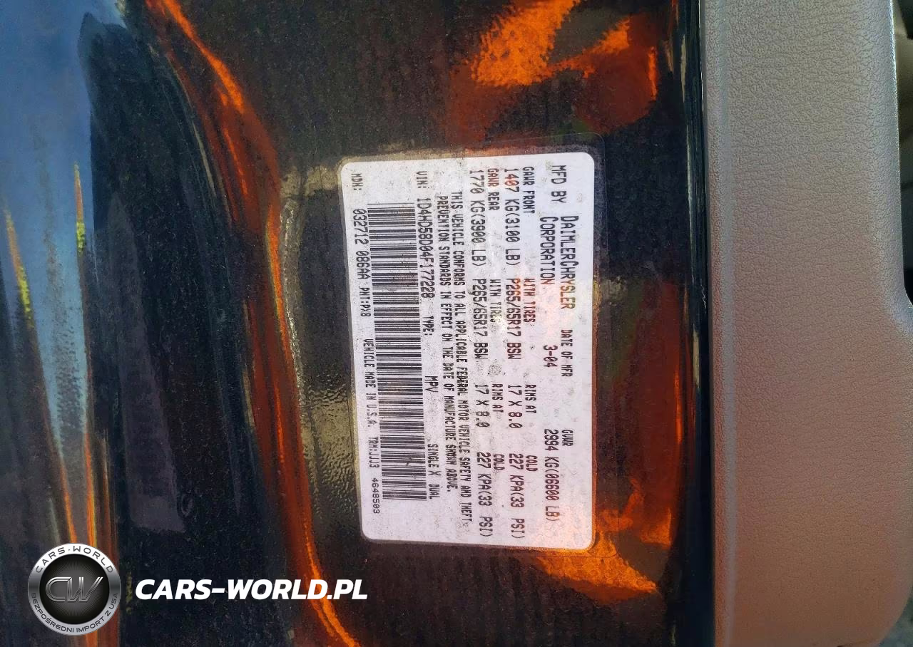 2004 Dodge Durango Limited VIN:1D4HD58D04F177228 - 13