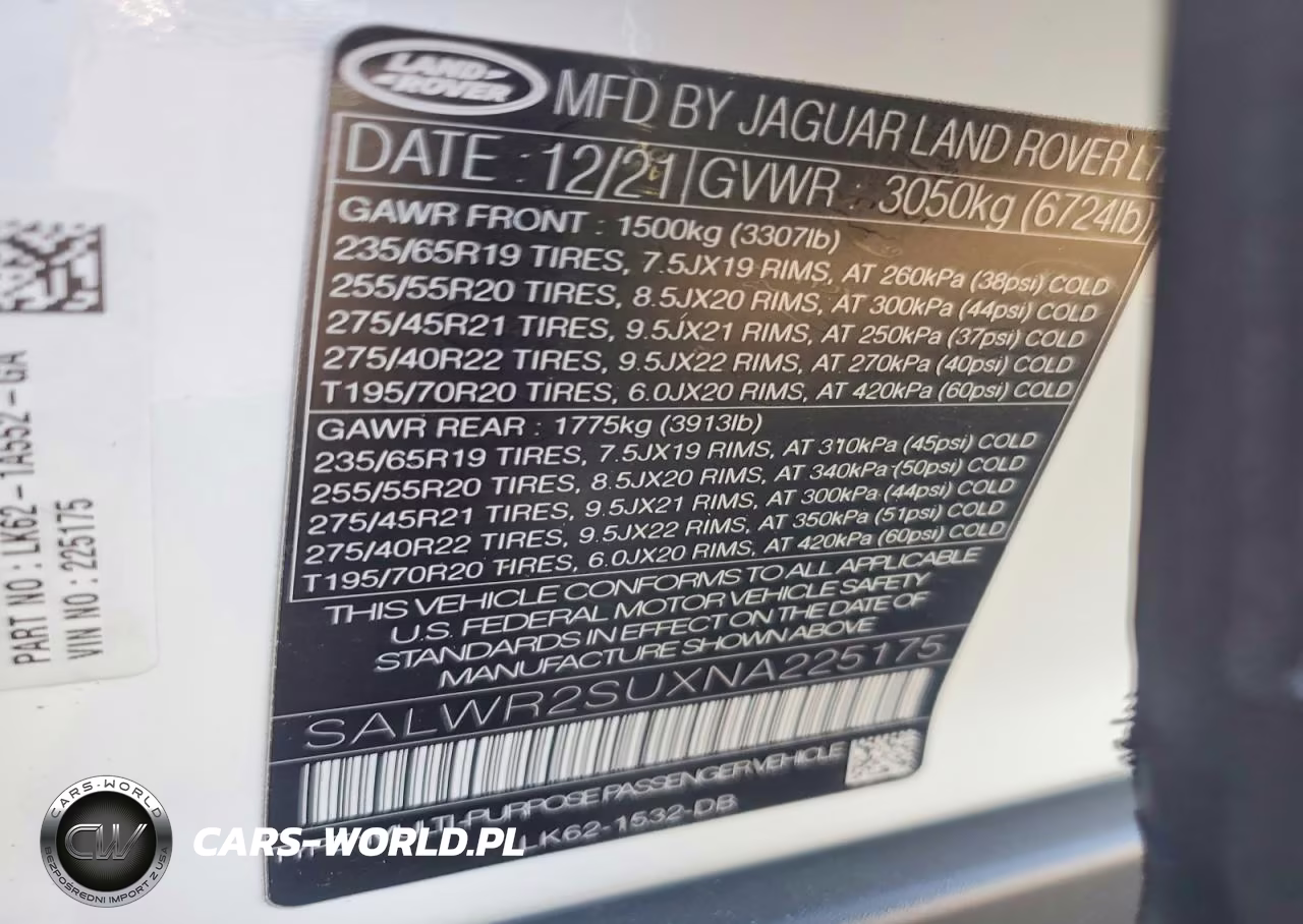 2022 Land Rover Range Rover Sport Hse Silver Edition VIN:SALWR2SUXNA225175 - 12