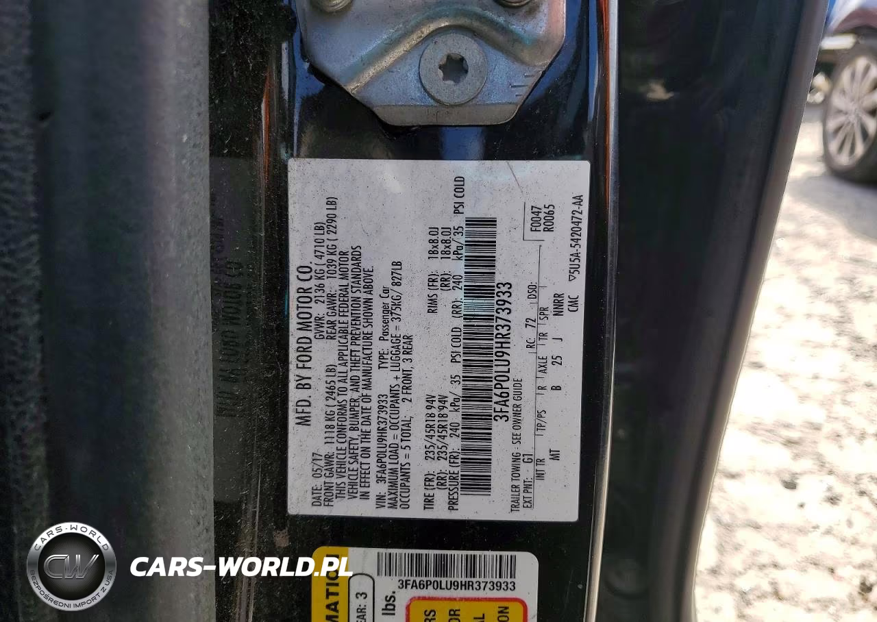 2017 Ford Fusion Se Hybrid VIN:3FA6P0LU9HR373933 - 12
