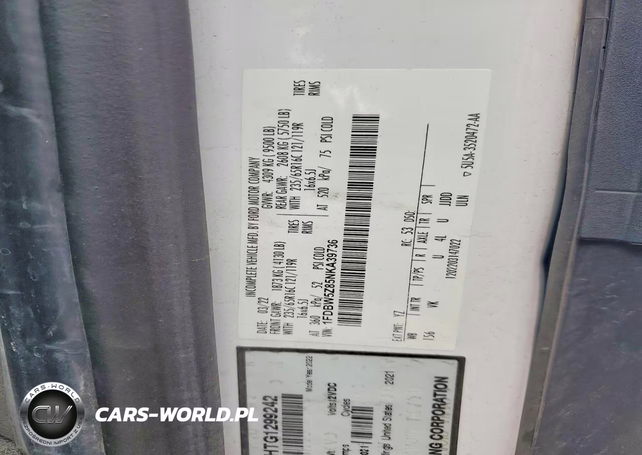 2022 Ford Transit Delivery Truck VIN:1FDBW5Z85NKA39736 - 12