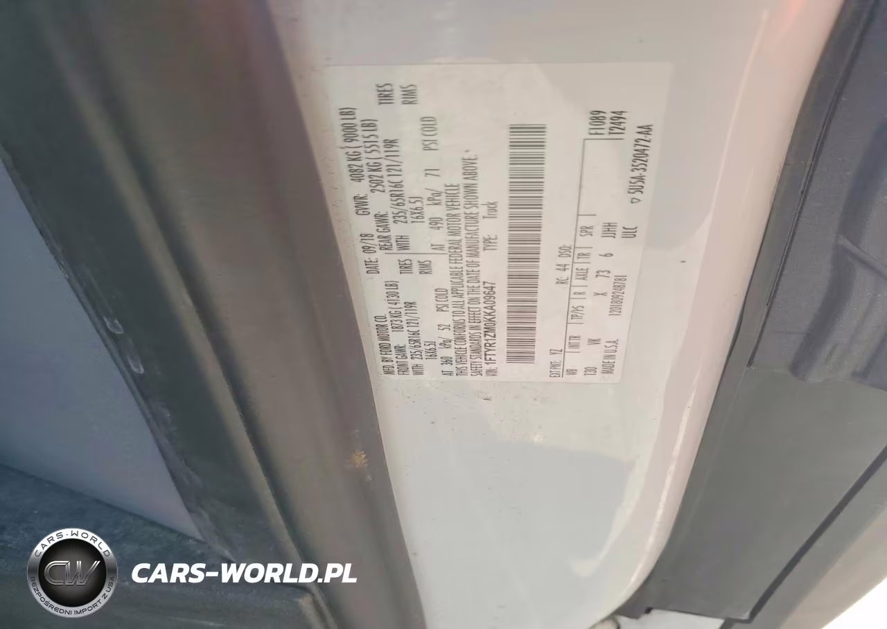 2019 Ford Transit T-250 VIN:1FTYR1ZM0KKA09647 - 13