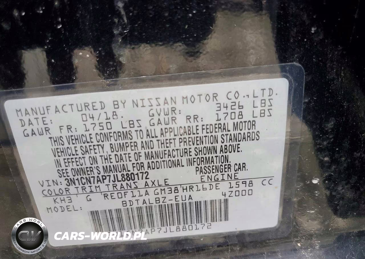 2018 Nissan Versa Sv VIN:3N1CN7AP7JL880172 - 12