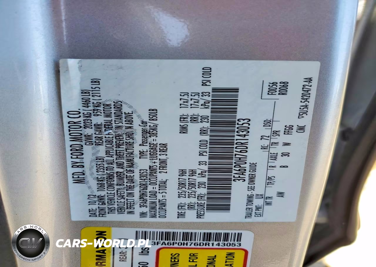 2013 Ford Fusion VIN:3FA6P0H76DR143053 - 12