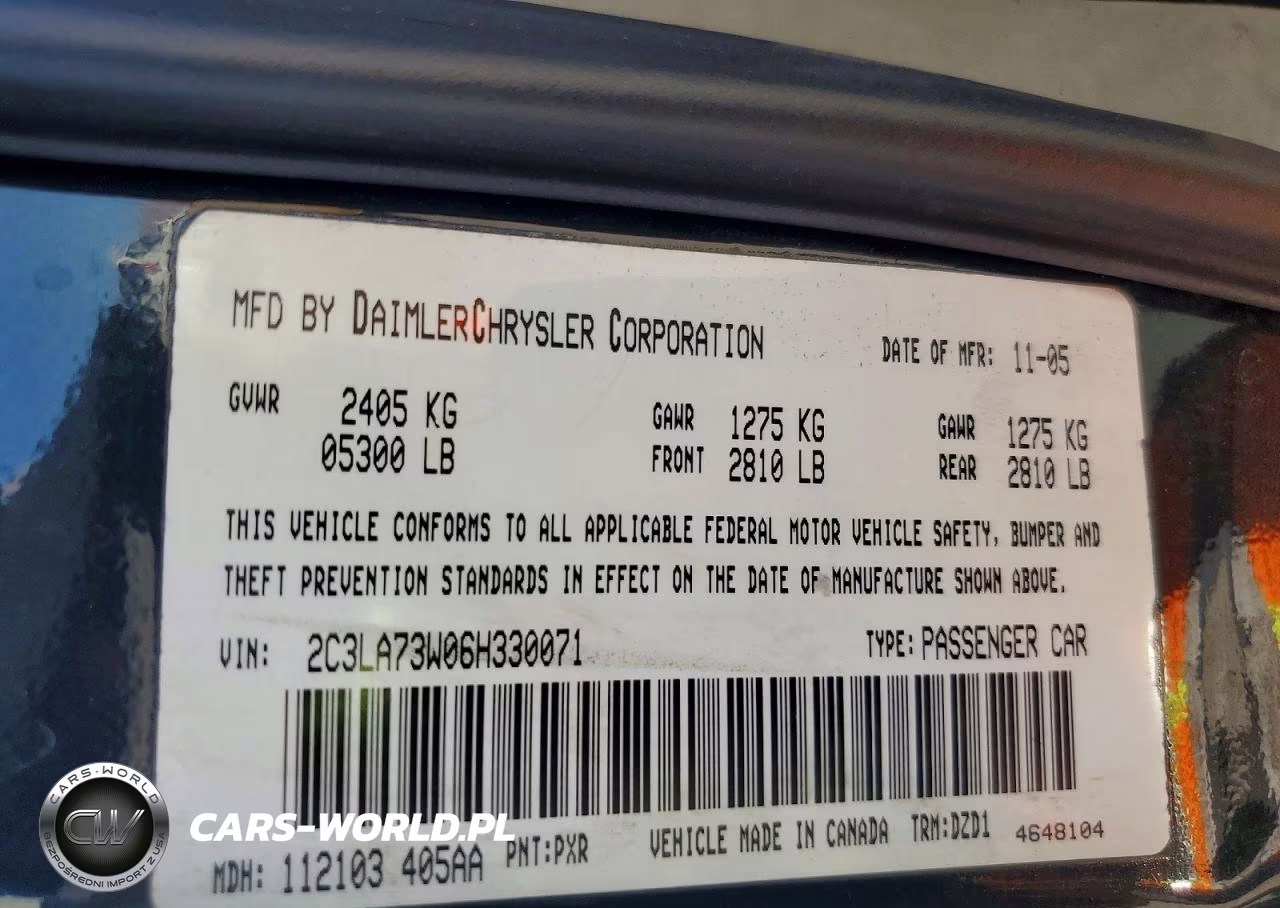 2006 Chrysler 300C Srt-8 VIN:2C3LA73W06H330071 - 13