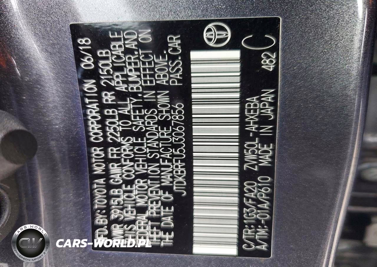 2018 Toyota Prius Two VIN:JTDKBRFU5J3067856 - 13