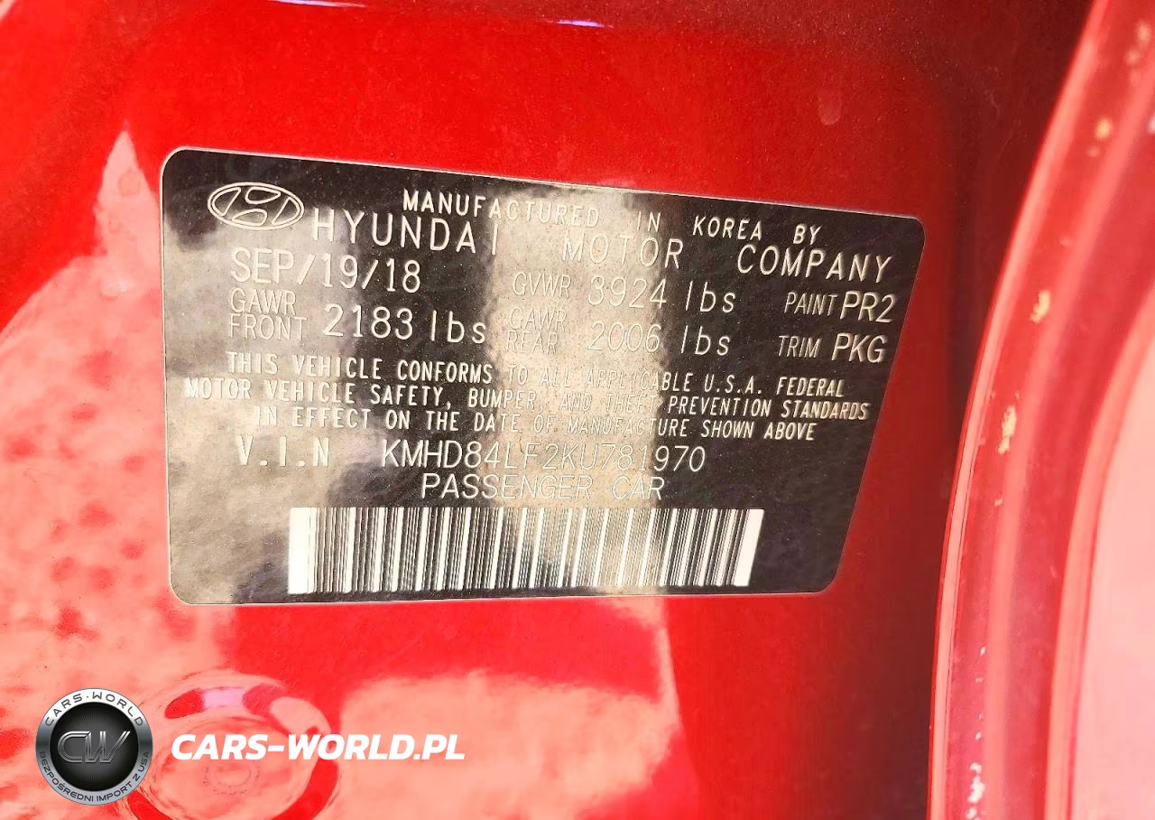 2019 Hyundai Elantra Value Edition VIN:KMHD84LF2KU781970 - 12