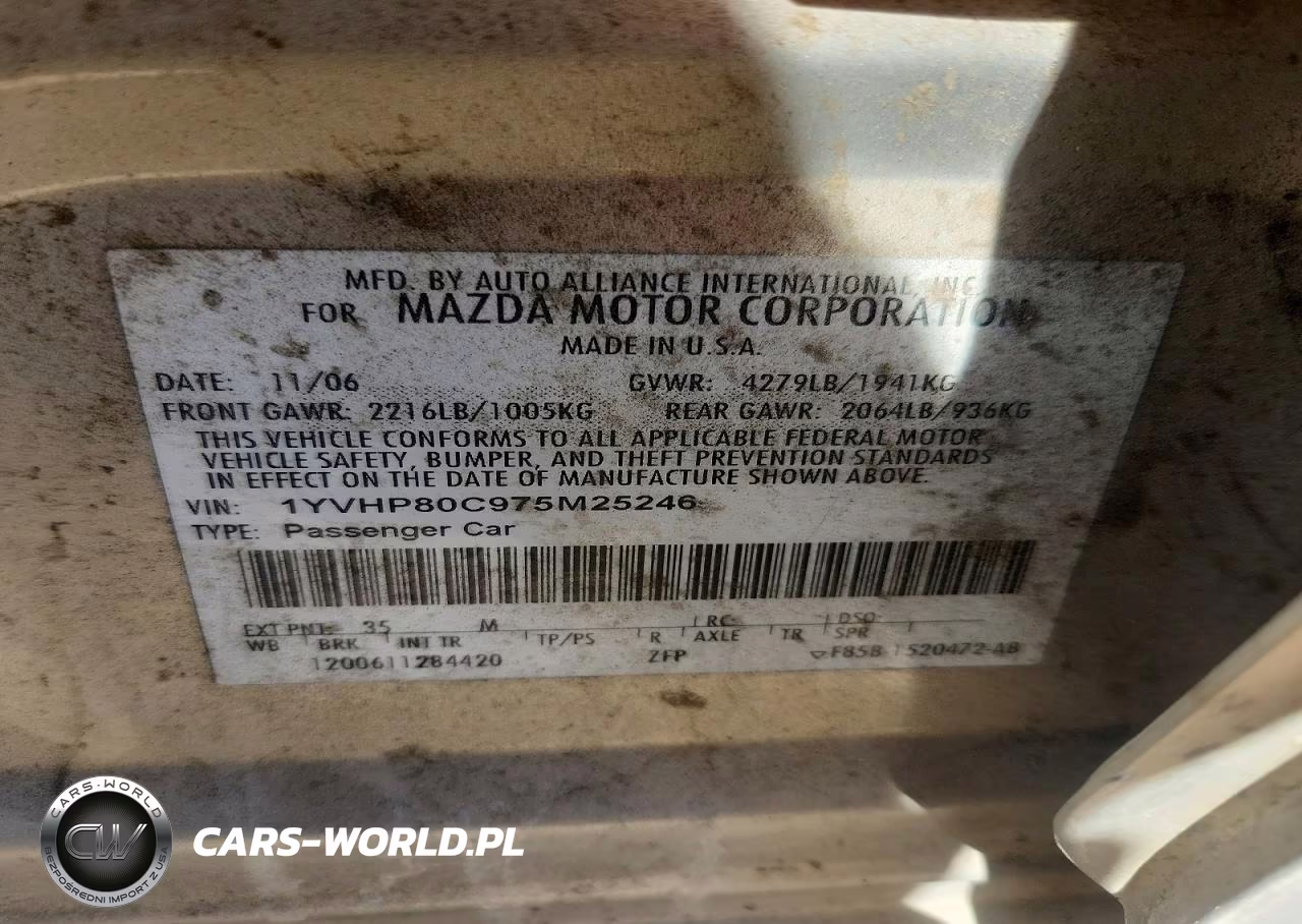 2007 Mazda 6 I VIN:1YVHP80C975M25246 - 13