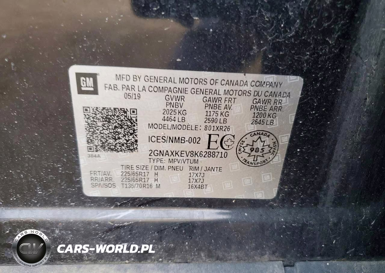 2019 Chevrolet Equinox Lt VIN:2GNAXKEV8K6288710 - 13