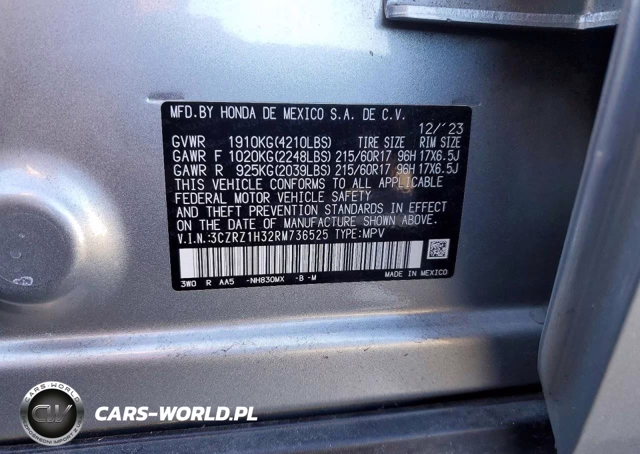 2024 Honda Hr-V Lx VIN:3CZRZ1H32RM736525 - 13