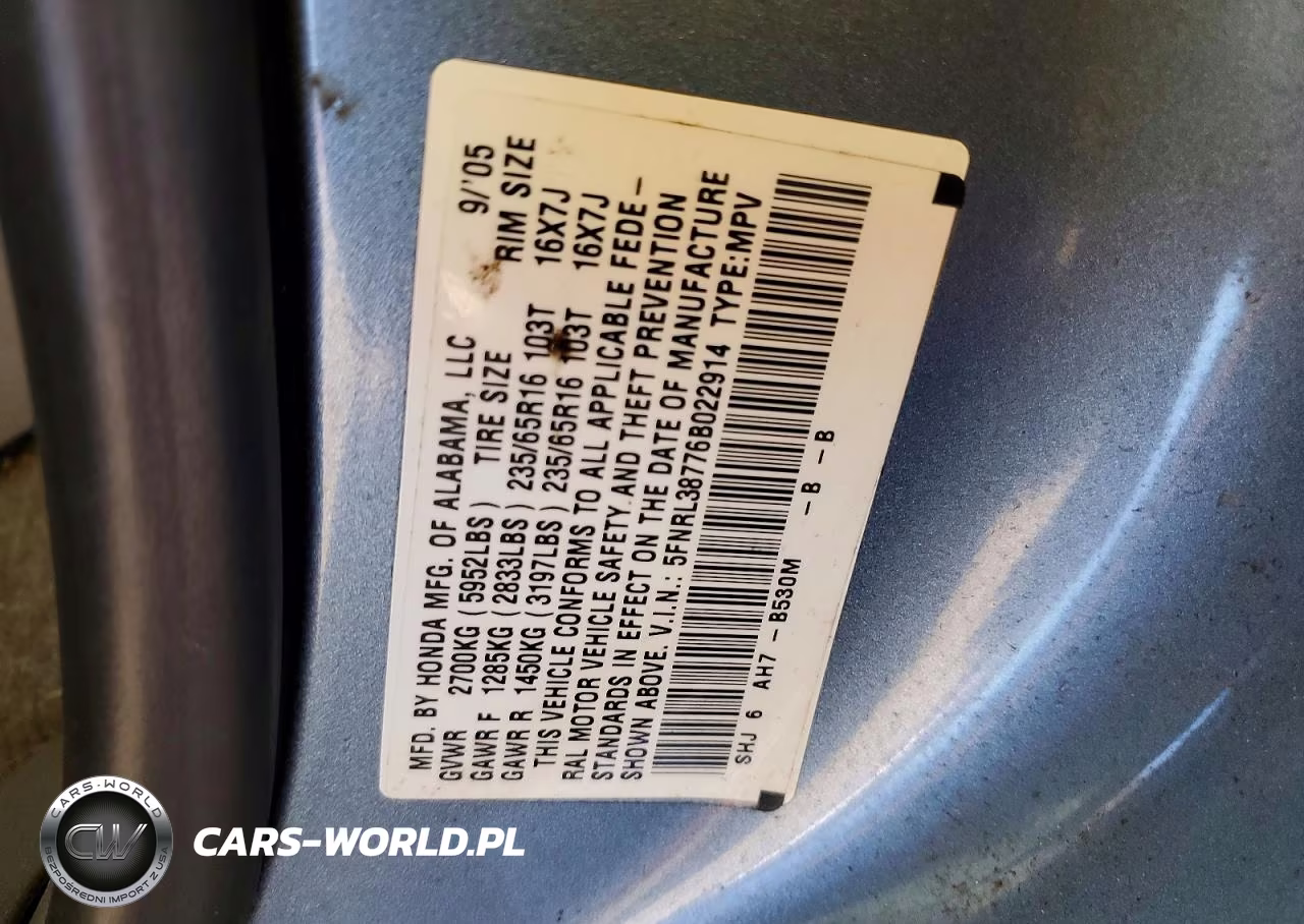 2006 Honda Odyssey Exl VIN:5FNRL38776B022914 - 13