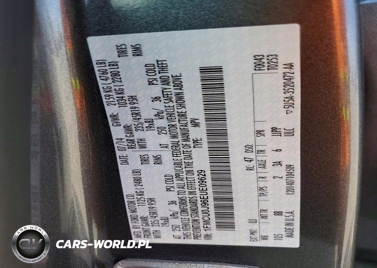 2014 Ford Escape Titanium VIN:1FMCU0J96EUE09629 - 13