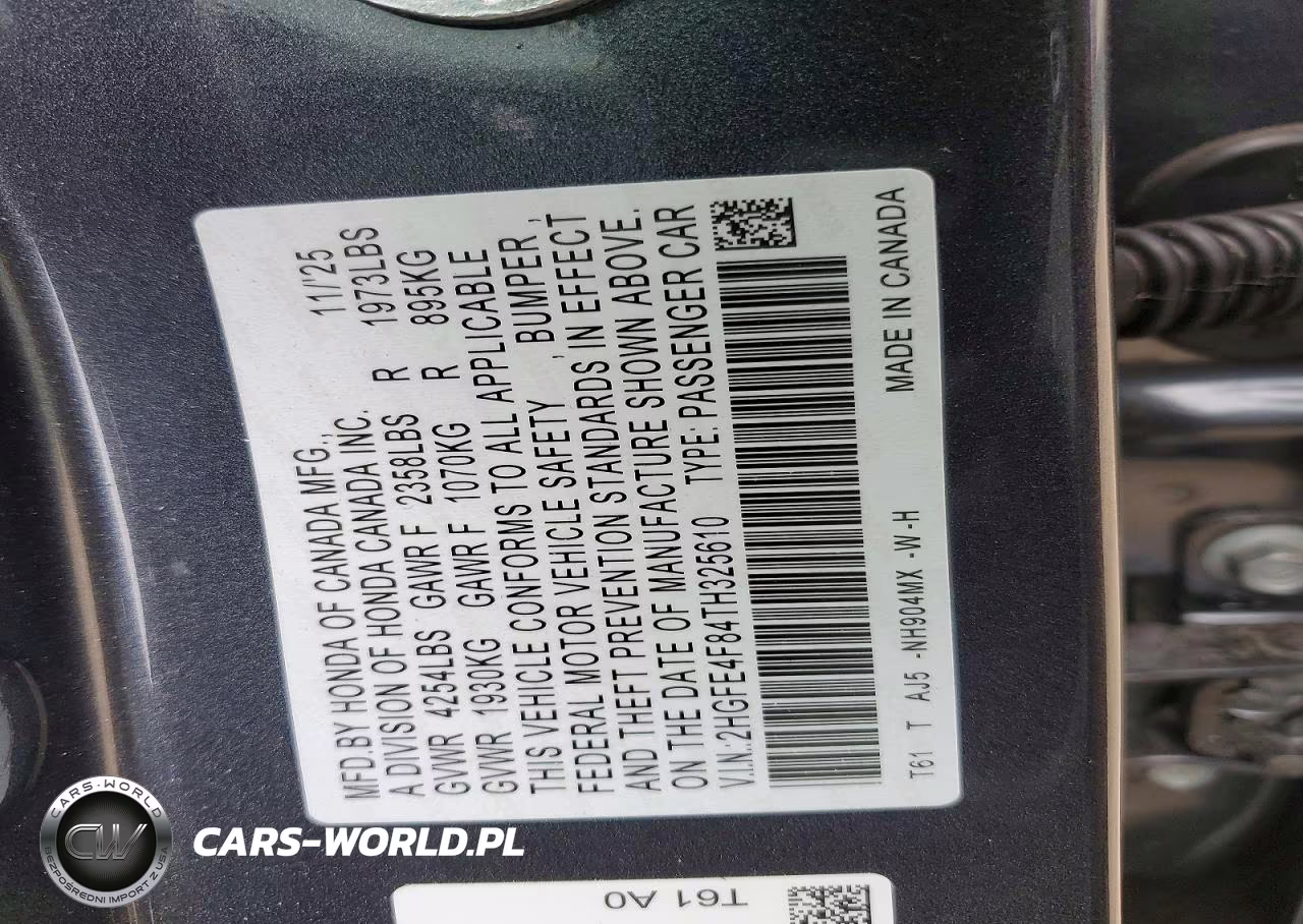 2026 Honda Civic Sport VIN:2HGFE4F84TH325610 - 13