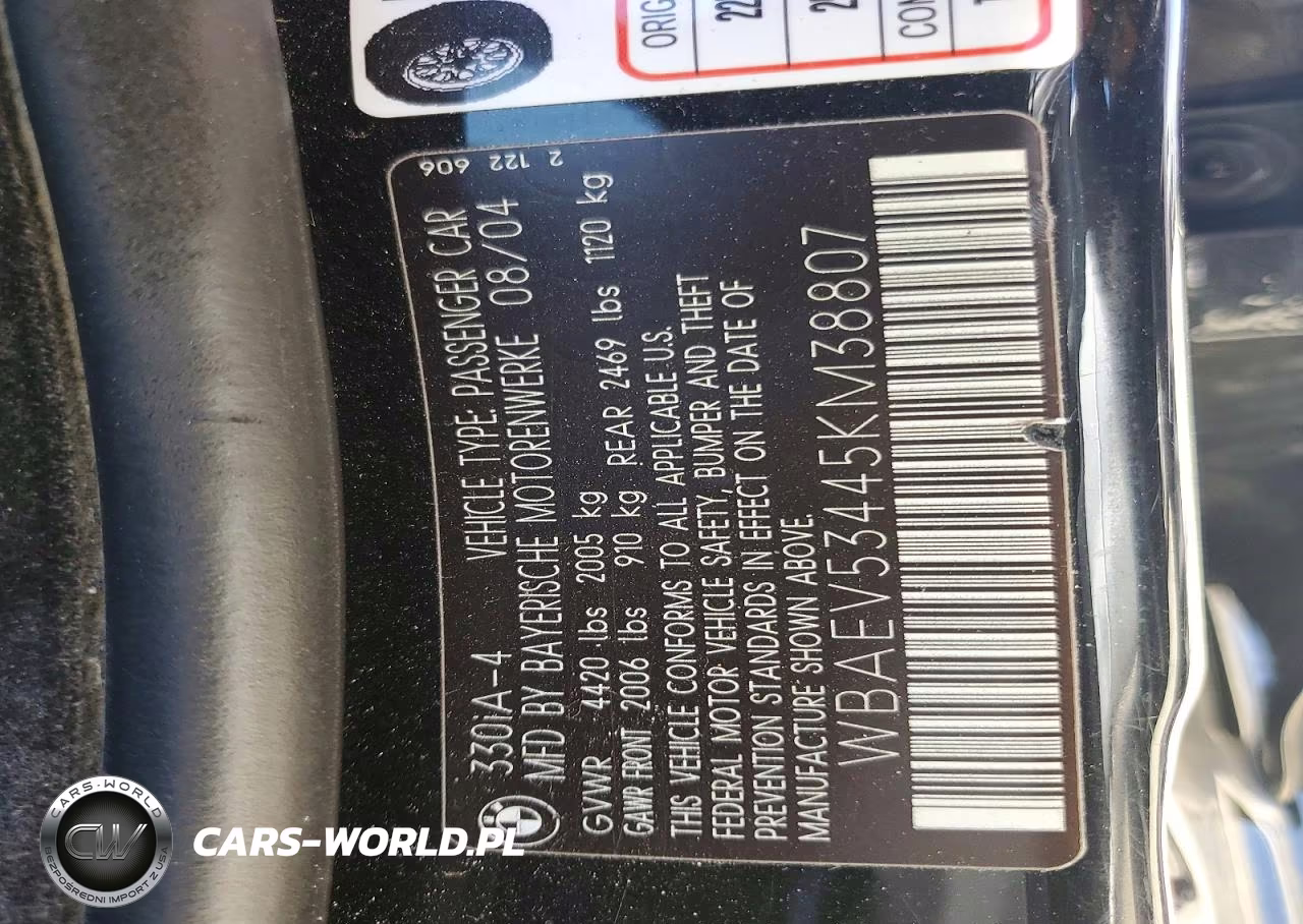 2005 BMW 330 I VIN:WBAEV53445KM38807 - 12