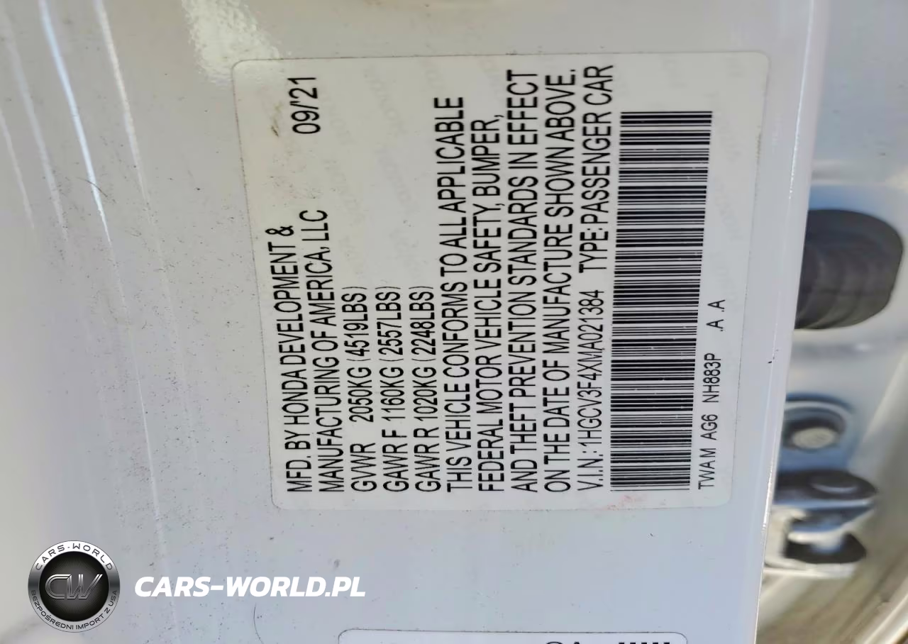 2021 Honda Accord Hybrid Ex VIN:1HGCV3F4XMA021384 - 12