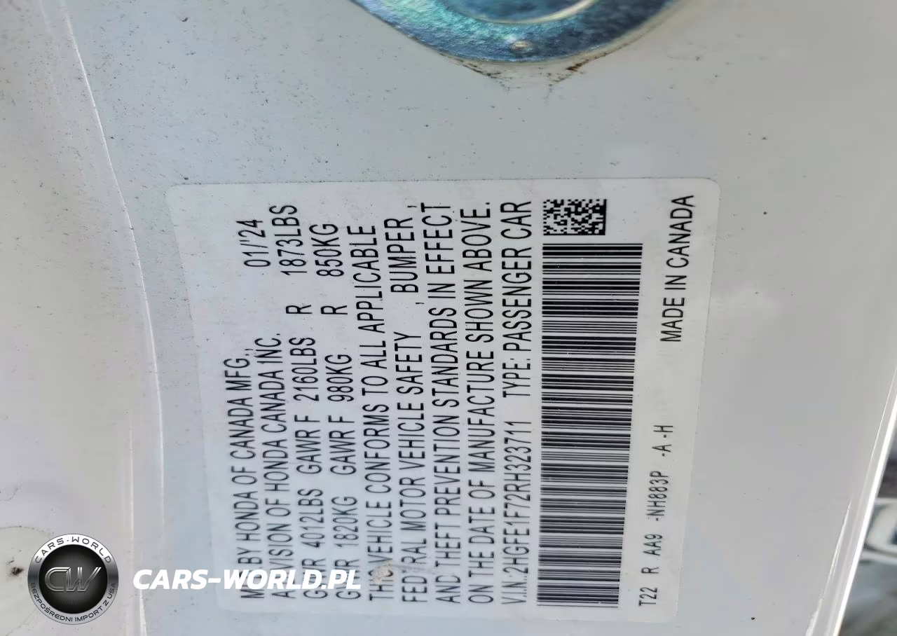 2024 Honda Civic Ex VIN:2HGFE1F72RH323711 - 12