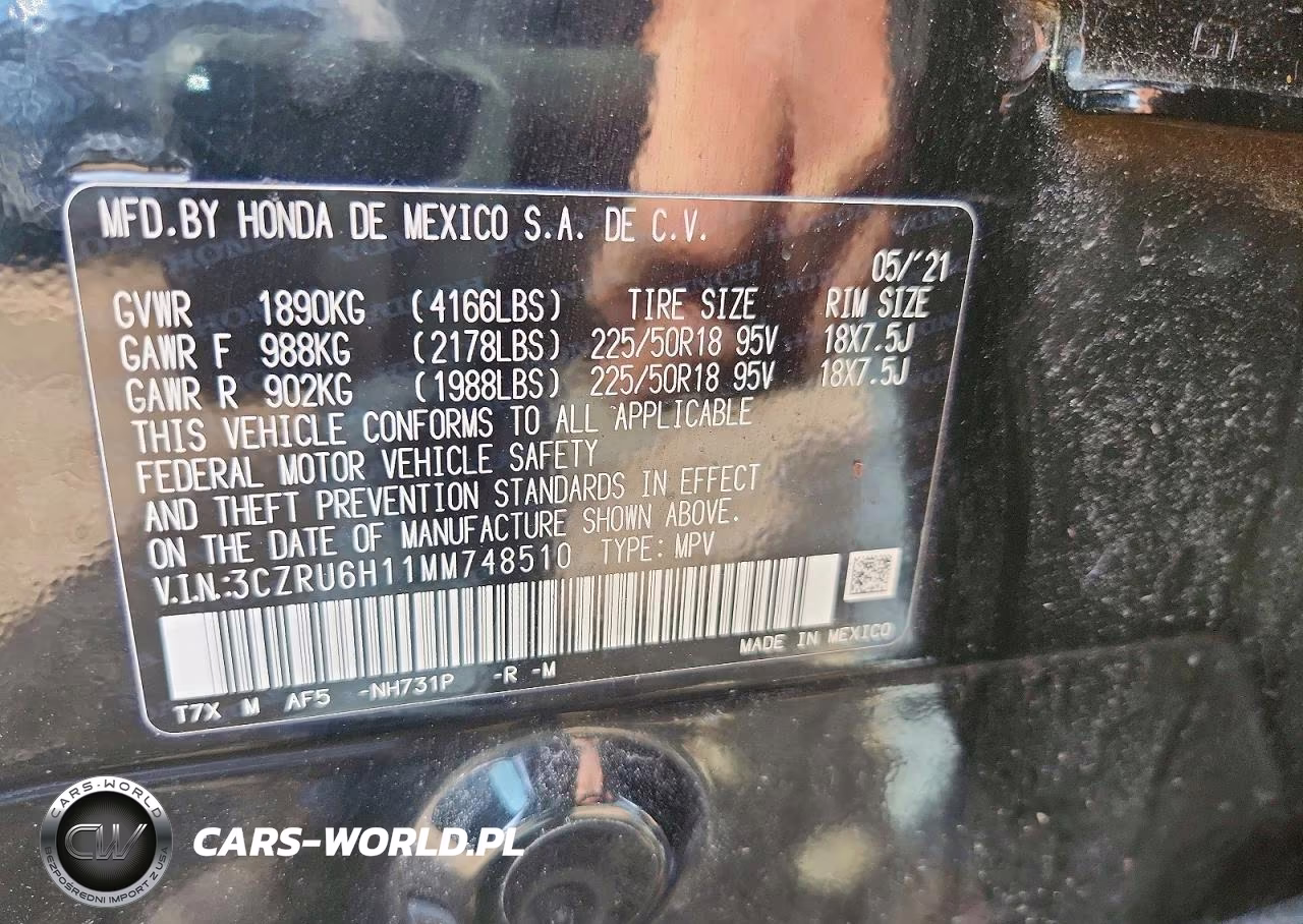 2021 Honda Hr-V Sport VIN:3CZRU6H11MM748510 - 12