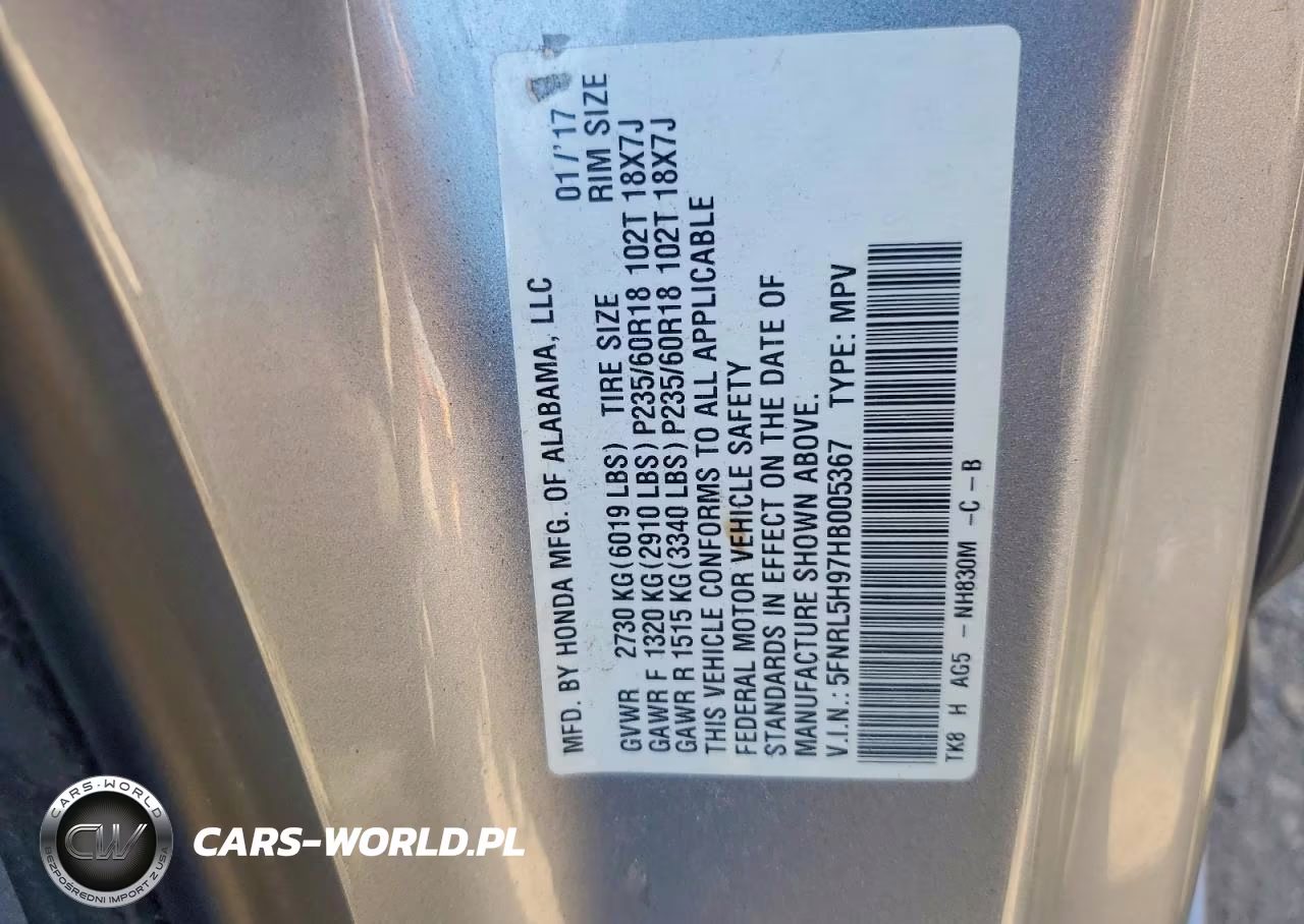 2017 Honda Odyssey Touring VIN:5FNRL5H97HB005367 - 13