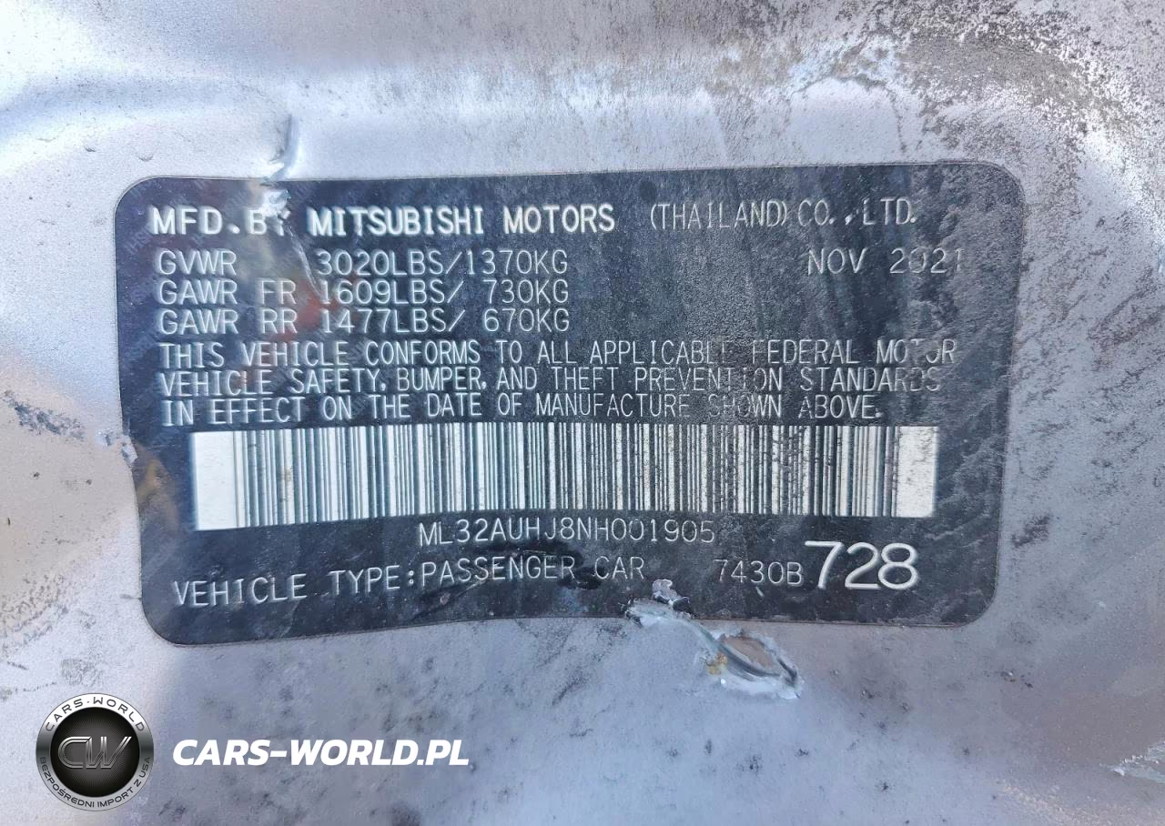 2022 Mitsubishi Mirage Es VIN:ML32AUHJ8NH001905 - 12