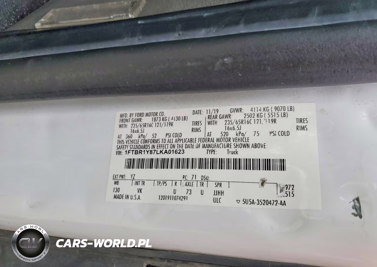 2020 Ford Transit 250 Delivery Van VIN:1FTBR1Y87LKA01623 - 12