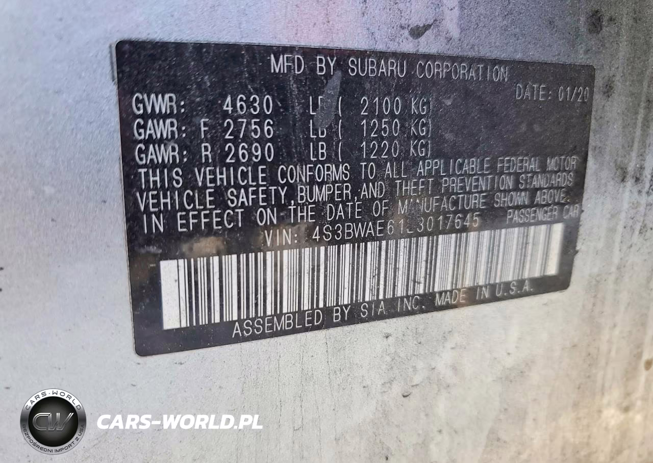 2020 Subaru Legacy Premium VIN:4S3BWAE61L3017645 - 12