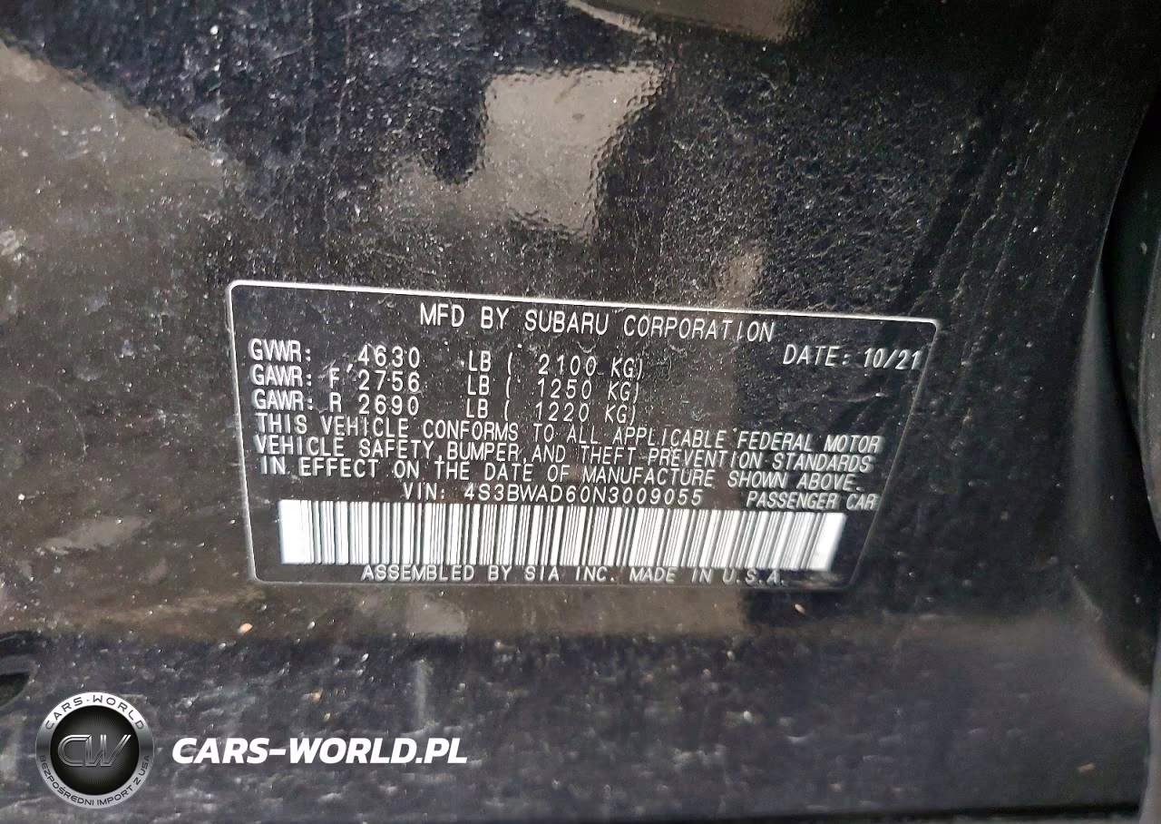 2022 Subaru Legacy Premium VIN:4S3BWAD60N3009055 - 12