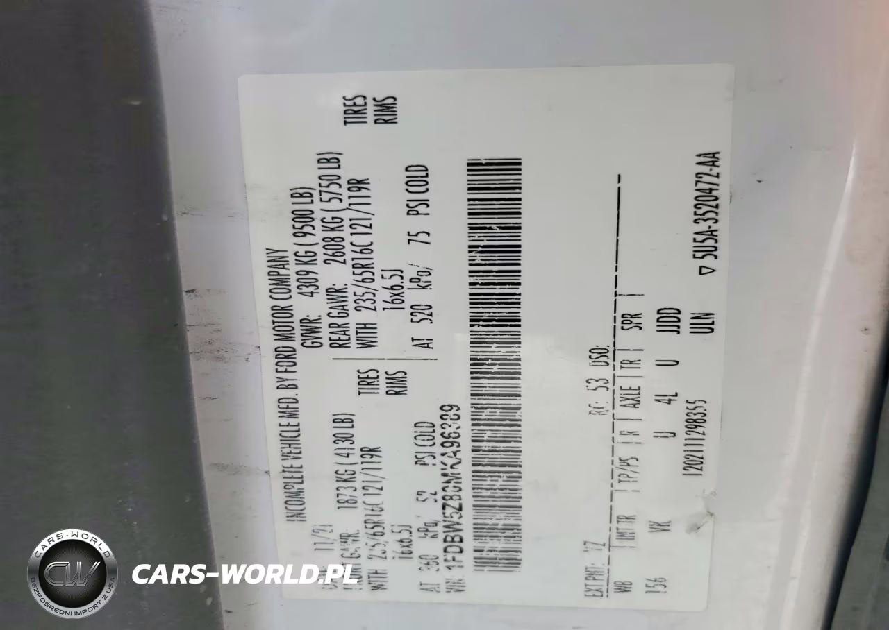 2021 Ford Transit Delivery Truck VIN:1FDBW5Z80MKA96389 - 13