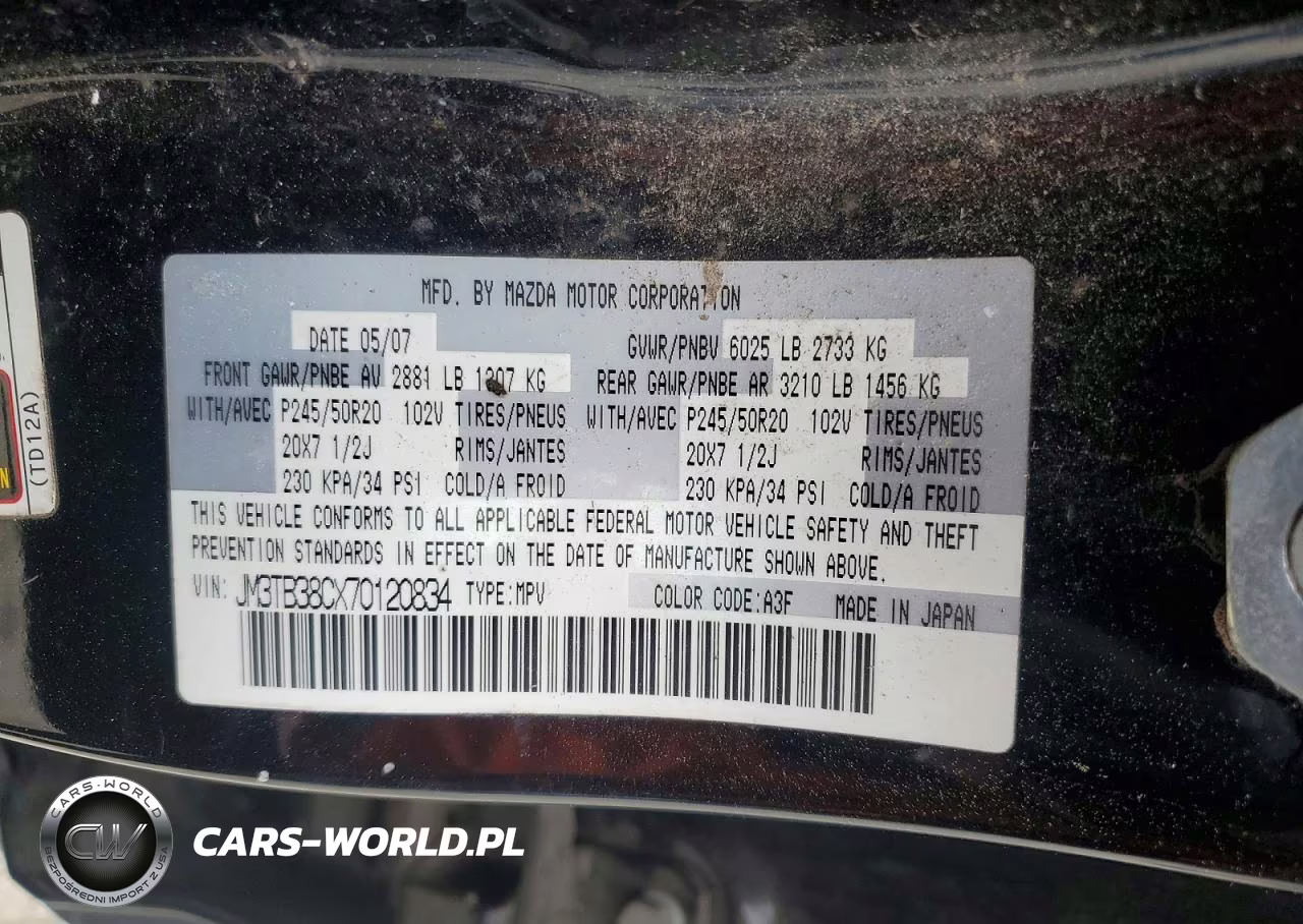 2007 Mazda Cx-9 VIN:JM3TB38CX70120834 - 13