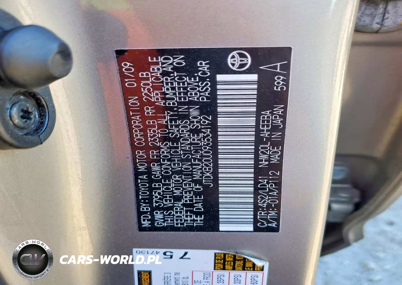 2009 Toyota Prius Base VIN:JTDKB20U093534192 - 12
