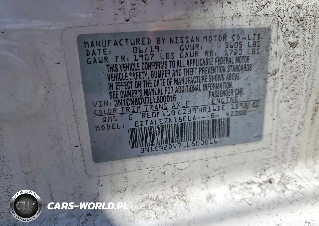 2020 Nissan Versa S VIN:3N1CN8DV7LL800016 - 13