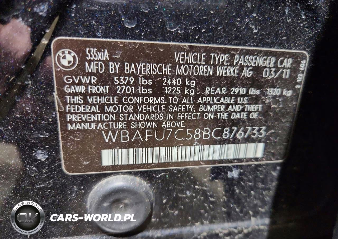 2011 BMW 5 Series VIN:WBAFU7C58BC876733 - 12