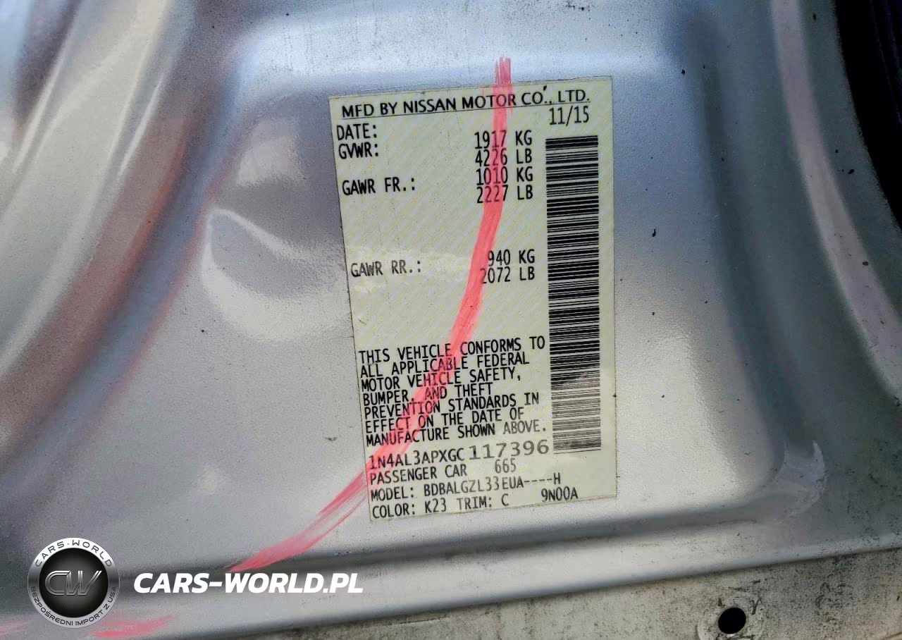 2016 Nissan Altima VIN:1N4AL3APXGC117396 - 13