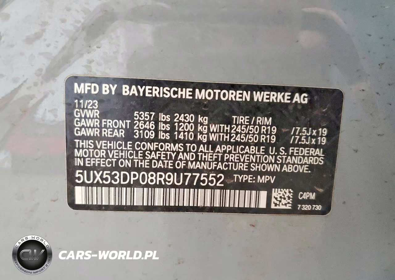 2024 BMW X3 xDrive30I VIN:5UX53DP08R9U77552 - 13