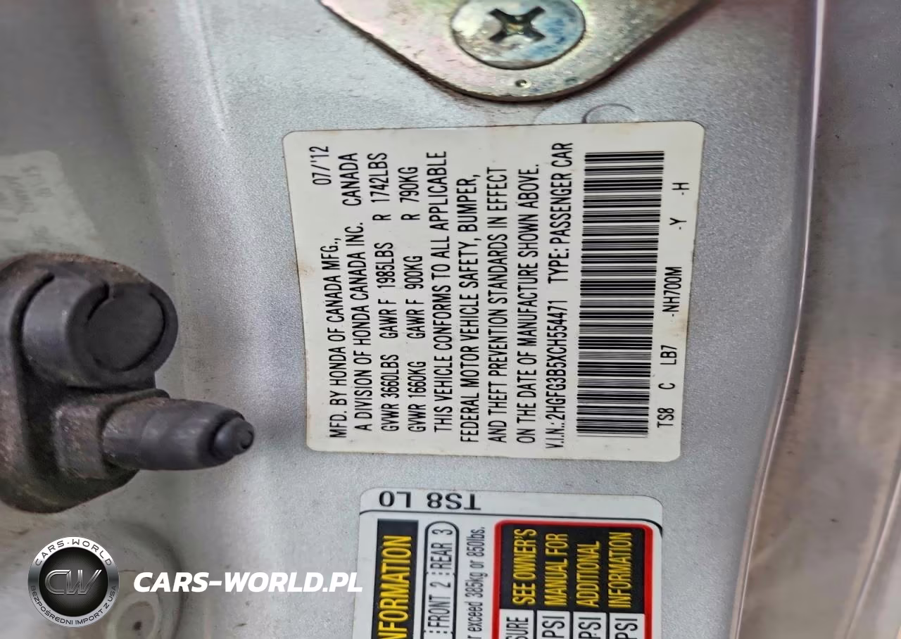 2012 Honda Civic Lx VIN:2HGFG3B5XCH554471 - 12