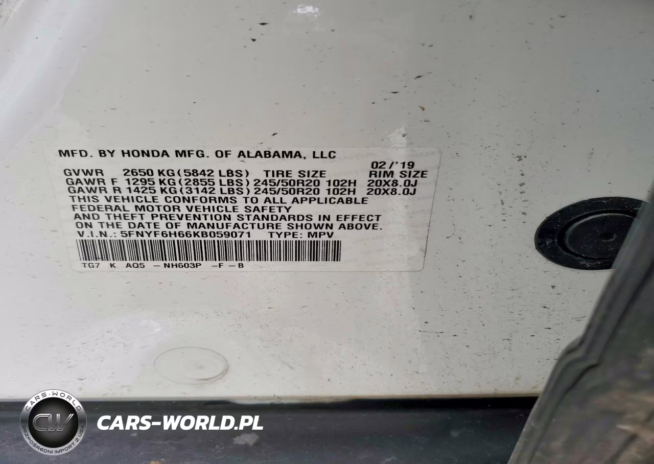 2019 Honda Pilot Touring VIN:5FNYF6H66KB059071 - 14