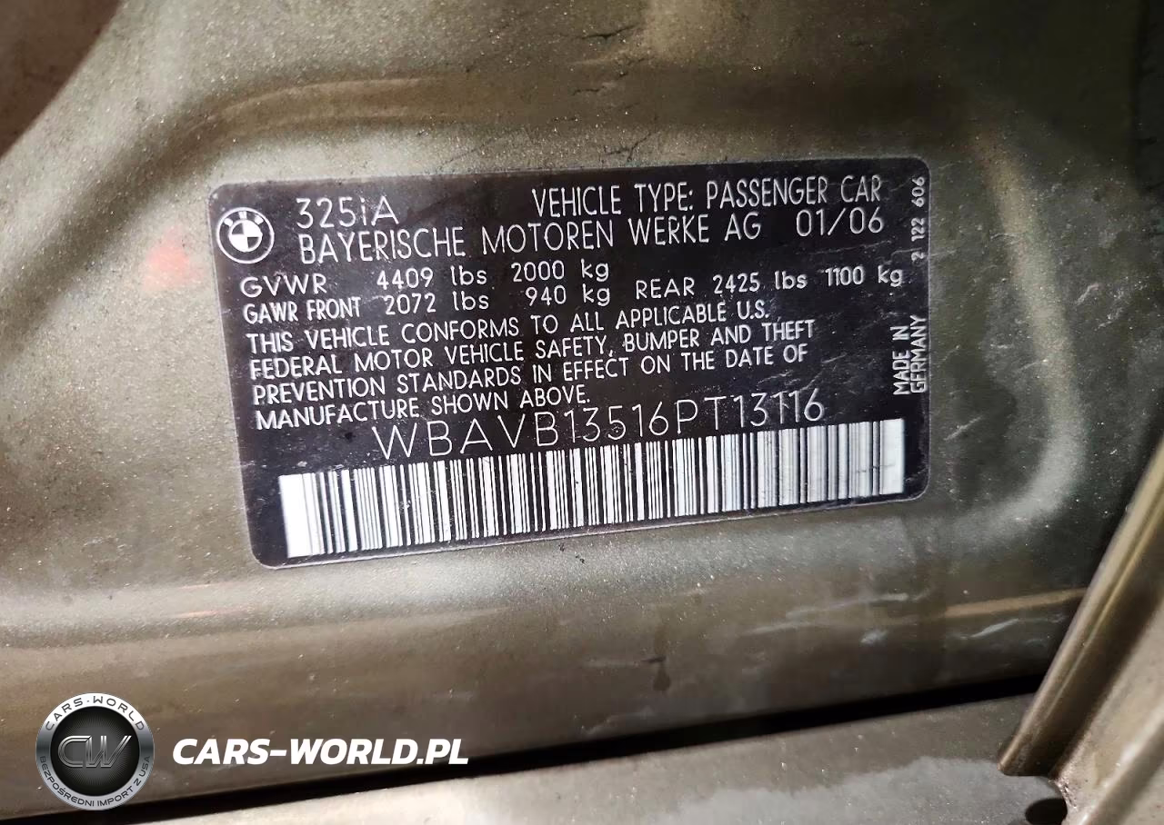 2006 BMW 325 I VIN:WBAVB13516PT13116 - 12
