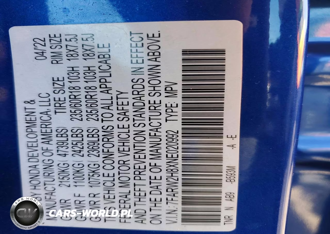2022 Honda Cr-V Exl VIN:7FARW2H8XNE020992 - 13