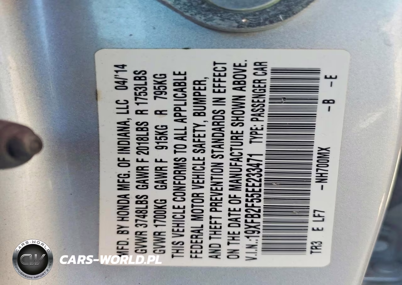 2014 Honda Civic Lx VIN:19XFB2F55EE233471 - 13