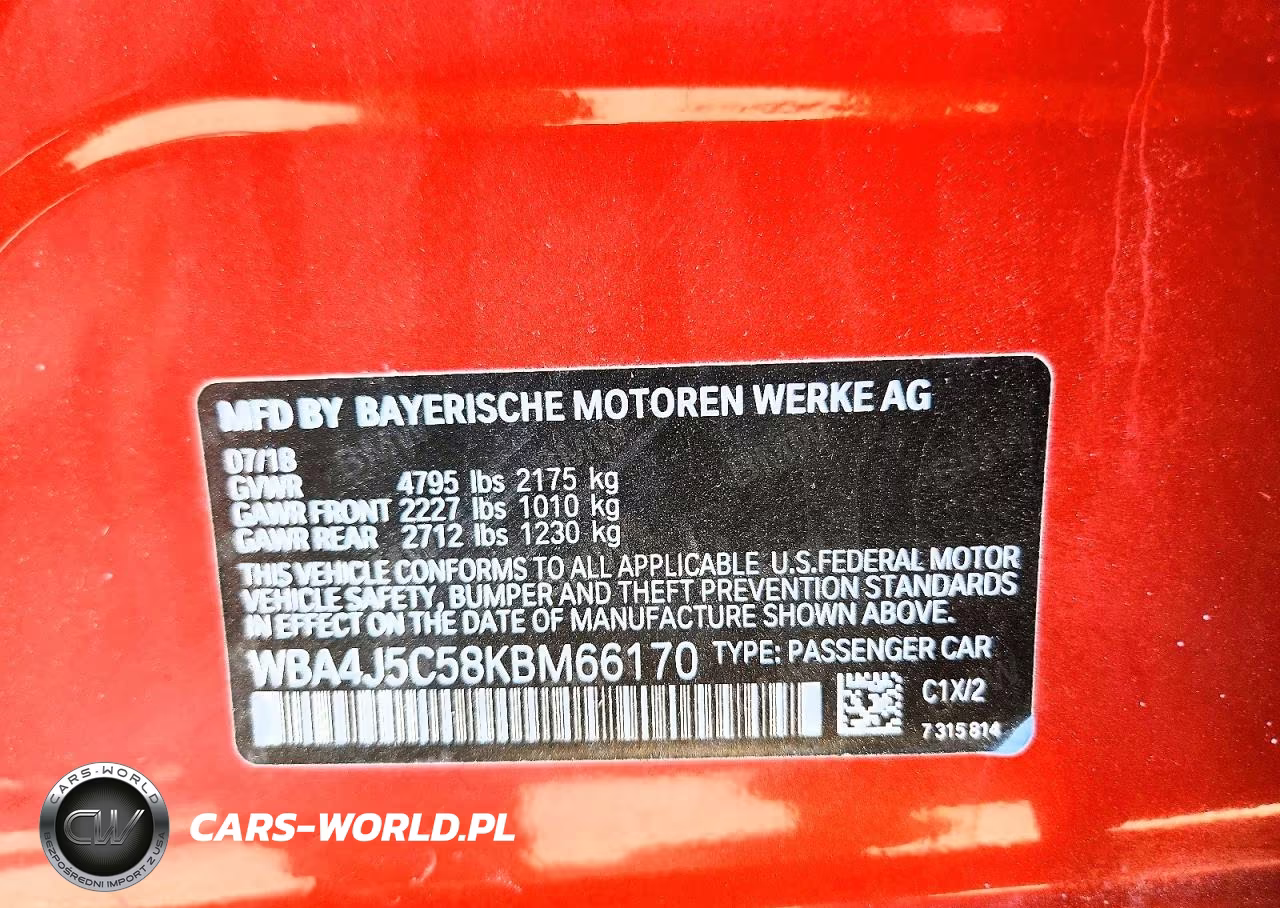 2019 BMW 440I Gran Coupe VIN:WBA4J5C58KBM66170 - 12