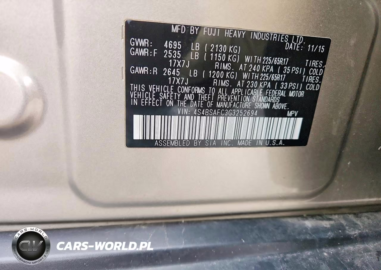2016 Subaru Outback 2.5I Premium VIN:4S4BSAFC3G3252694 - 13
