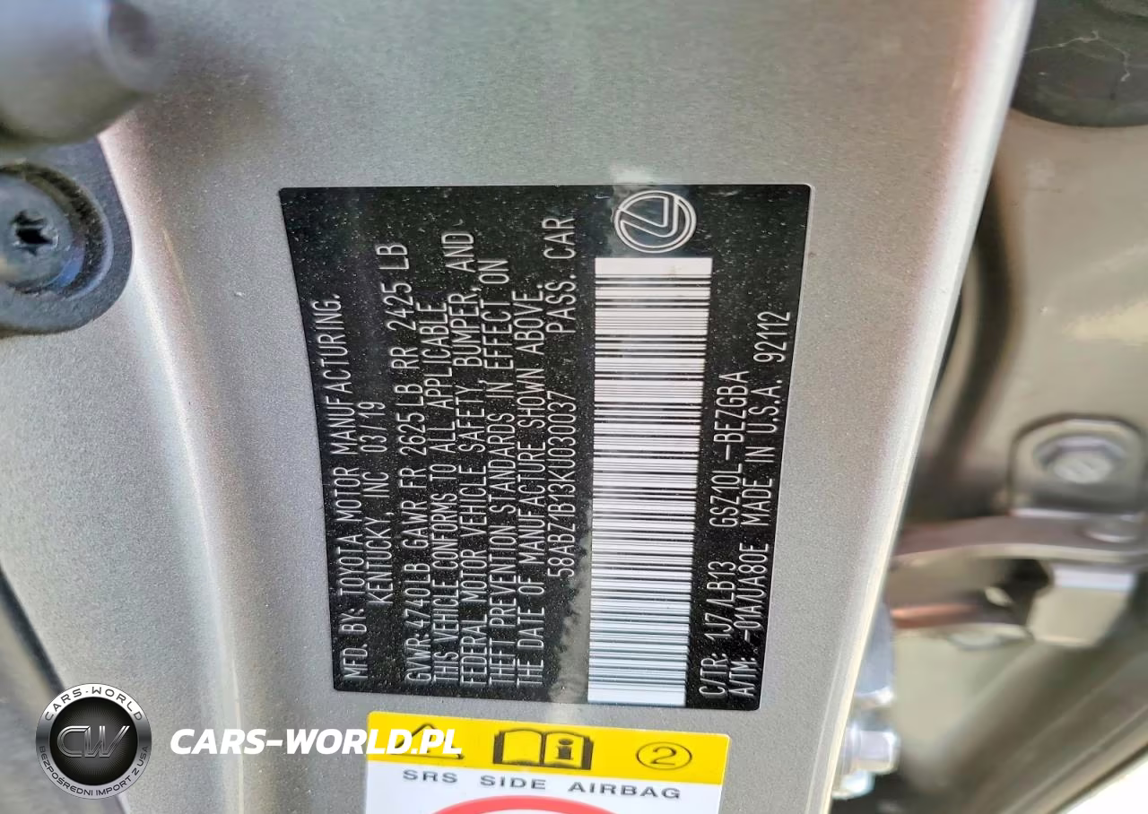 2019 Lexus Es 350 Luxury VIN:58ABZ1B13KU030037 - 12