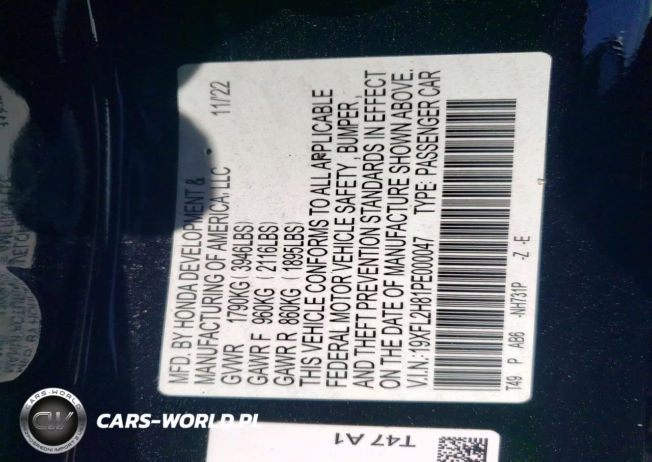2023 Honda Civic Sport VIN:19XFL2H81PE000047 - 12