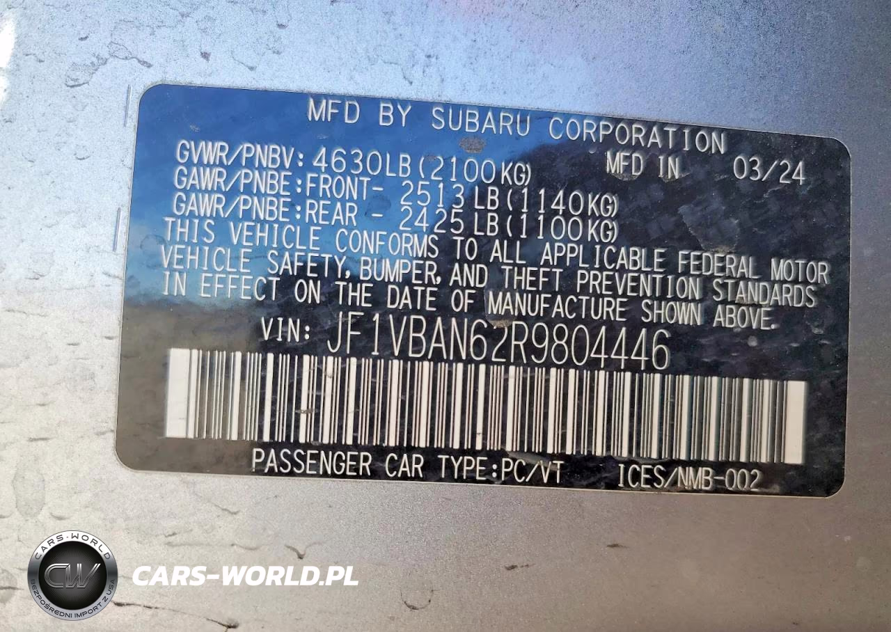 2024 Subaru Wrx Limited VIN:JF1VBAN62R9804446 - 12