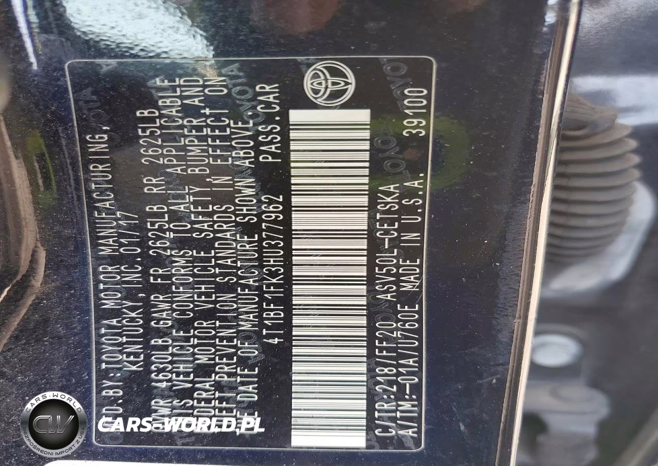 2017 Toyota Camry Se VIN:4T1BF1FK3HU377962 - 12