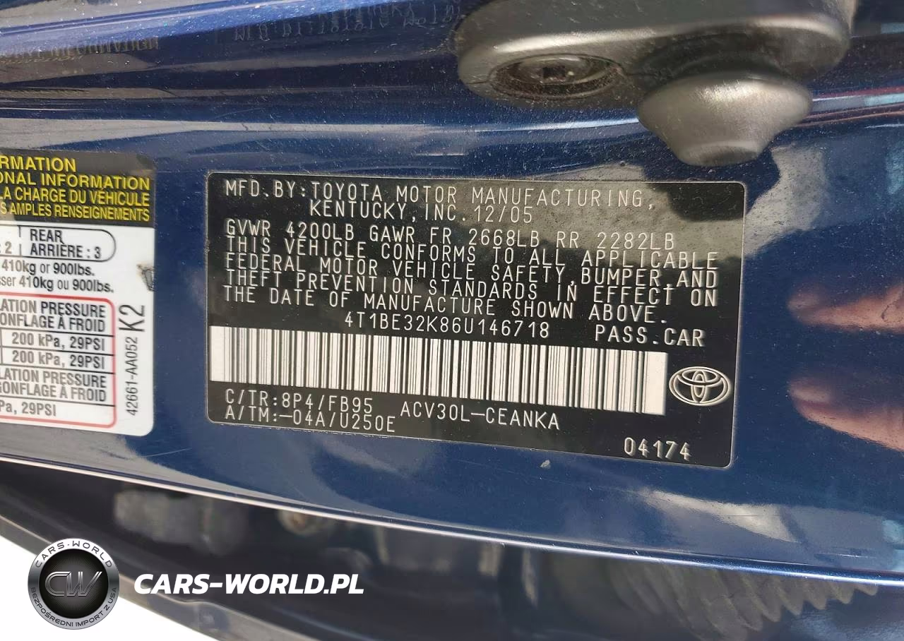 2006 Toyota Camry Le VIN:4T1BE32K86U146718 - 12