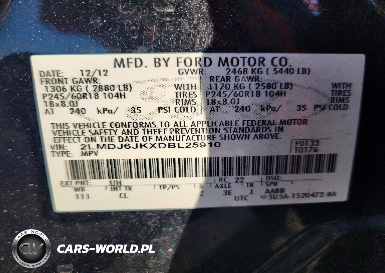 2013 Lincoln Mkx VIN:2LMDJ6JKXDBL25910 - 12