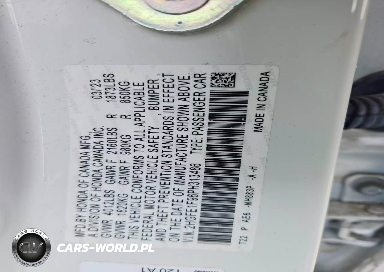 2023 Honda Civic VIN:2HGFE1F96PH313486 - 12