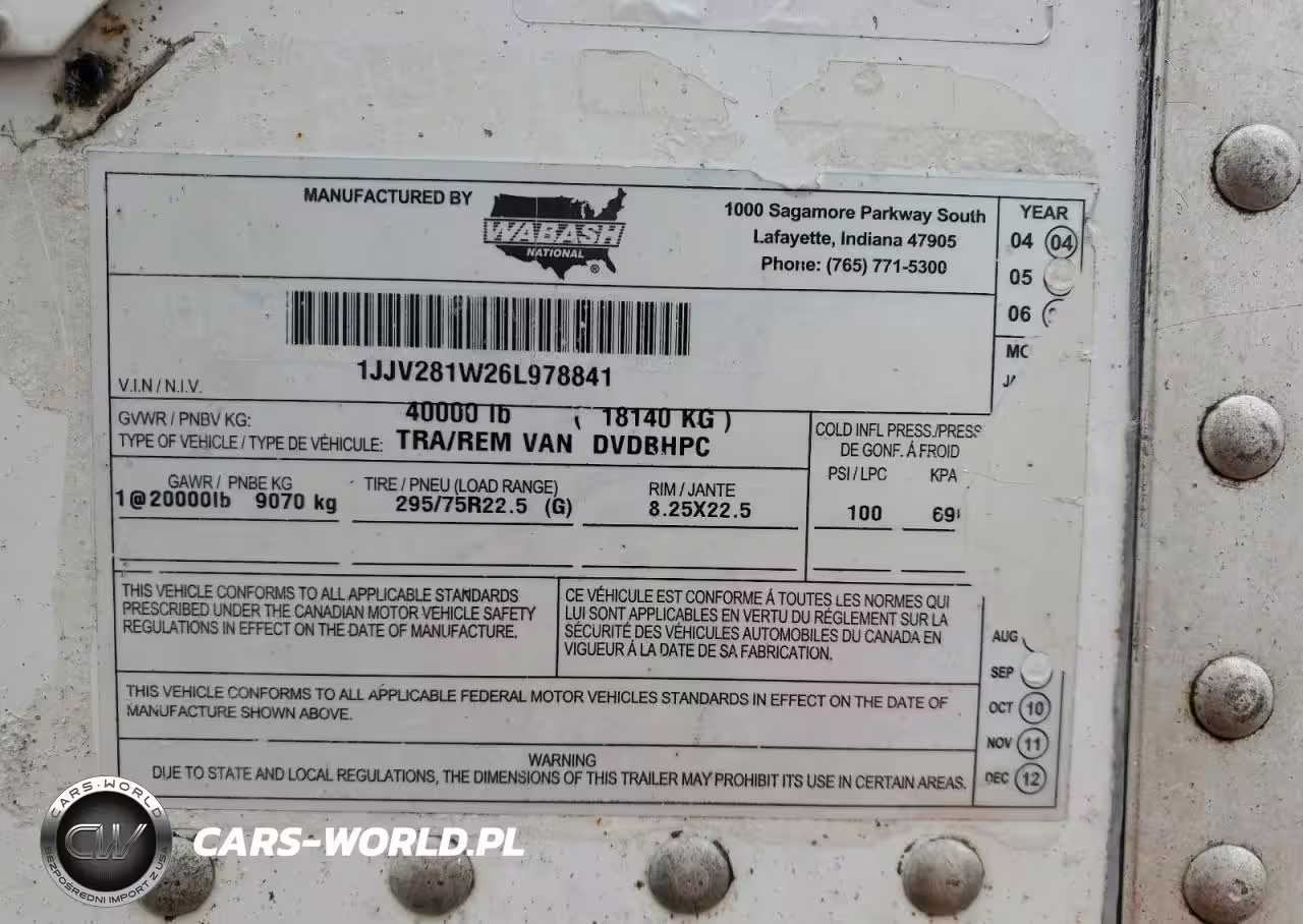 2006 WABASH TRA-REMVAN  VIN:1JJV281W26L978841 - 10
