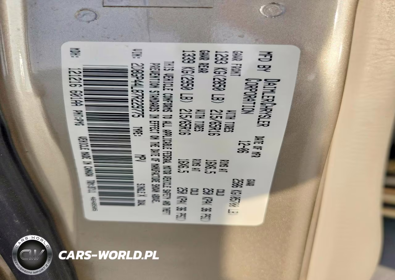 2007 Dodge Grand Caravan Sxt VIN:2D8GP44L87R229775 - 13