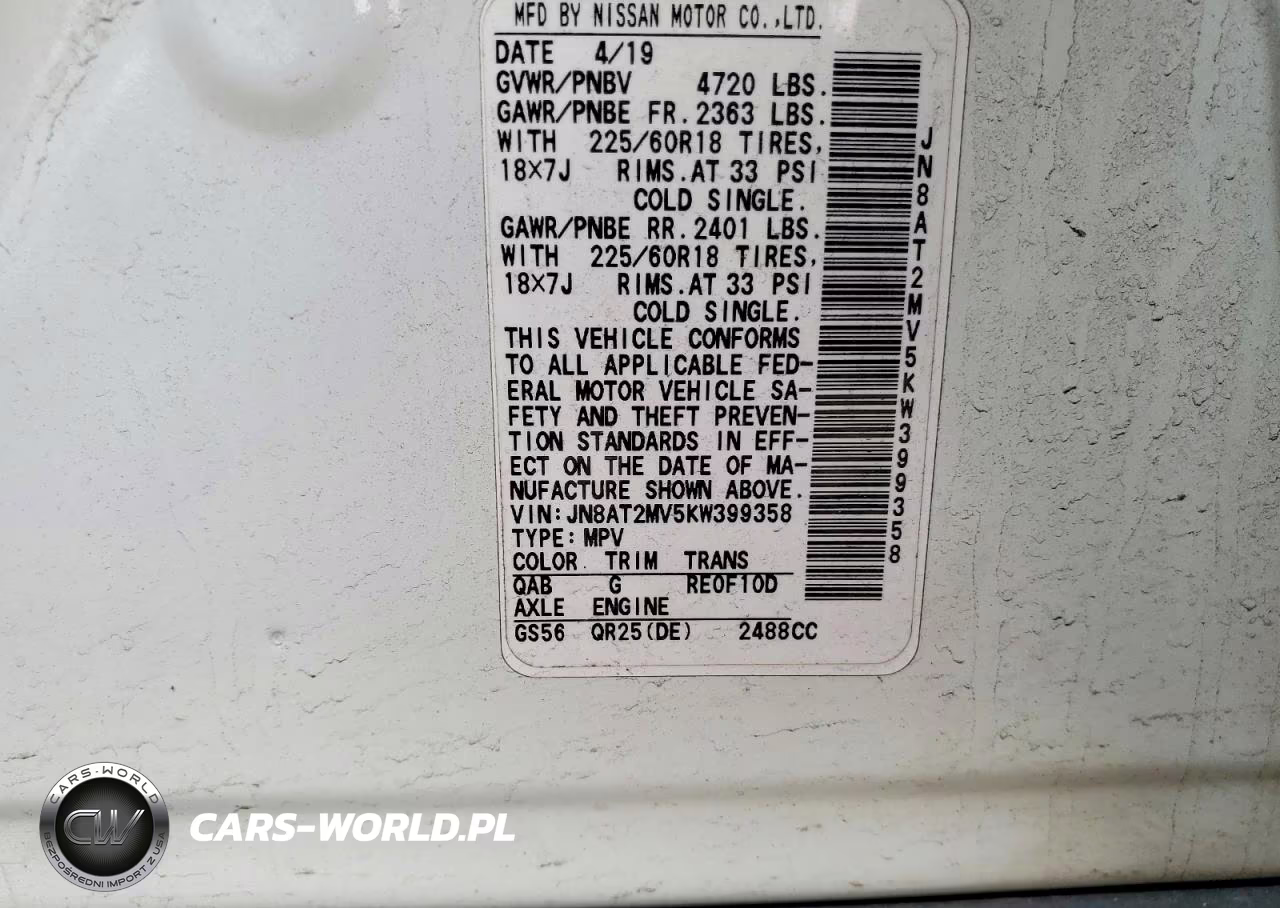 2019 Nissan Rogue Sv VIN:JN8AT2MV5KW399358 - 13