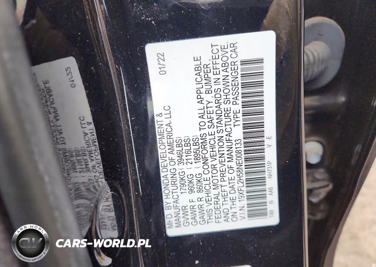 2022 Honda Civic Lx VIN:19XFL2H58NE008133 - 12